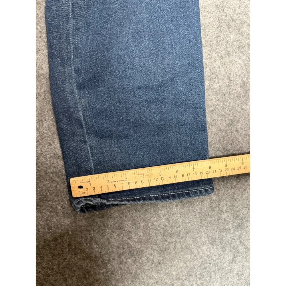 True Religion Ricky Relaxed Straight Jeans Mens 42 Blue Denim Neon Green Stitch
